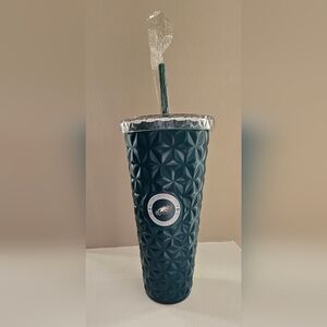 New Philadelphia Eagles Dark Green Geometric Tumbler with Straw.